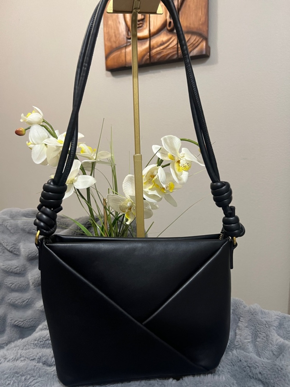 Antik Kraft Black Shoulder Bag with Knotted Straps NWOT retail $59
